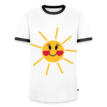 lachende Sonne mit Wangen in Herzform - Männer Kontrast-T-Shirt - Weiß/Schwarz - Vorne - AI Model Female 172 light (172cm) & AI Model Male 178 dark (178cm)
