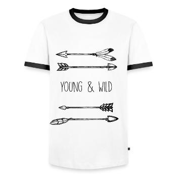 Flèches jeunes et sauvages - T-shirt contrasté Homme - blanc/noir - Devant - AI Model Female 172 light (172cm) & AI Model Male 178 dark (178cm)