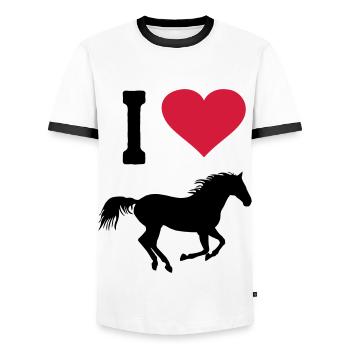 J'aime cheval chevaux monter cavalier coeur équestre - T-shirt contrasté Homme - blanc/noir - Devant - AI Model Female 172 light (172cm) & AI Model Male 178 dark (178cm)