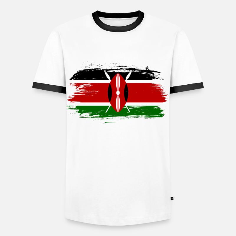 Drapeau du Kenya drapeau - T-shirt contrasté Homme - blanc/noir