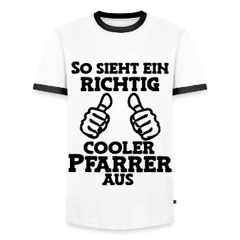 So sieht ein cooler Pfarrer aus Pastor Kirche Gott - Männer Kontrast-T-Shirt - Weiß/Schwarz - Vorne - AI Model Female 172 light (172cm) & AI Model Male 178 dark (178cm)