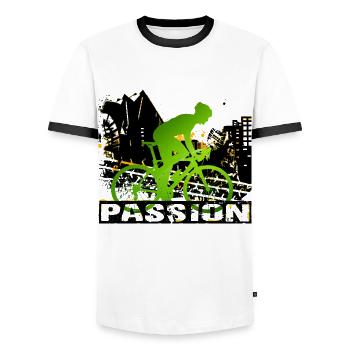Bike Urban - Men's Ringer Shirt - white/black - Front - AI Model Female 172 light (172cm) & AI Model Male 178 dark (178cm)