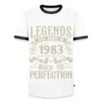 Né en 1983 Legends Vintage Birthday - T-shirt contrasté Homme - blanc/noir - Devant - AI Model Female 172 light (172cm) & AI Model Male 178 dark (178cm)