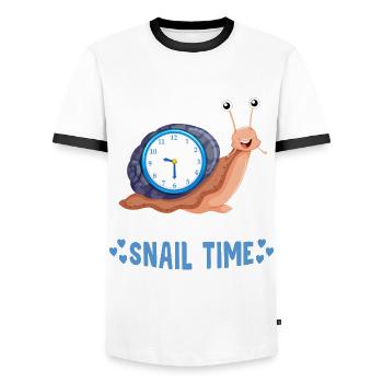 Snail lover runs on snail time - Men's Ringer Shirt - white/black - Front - AI Model Female 172 light (172cm) & AI Model Male 178 dark (178cm)