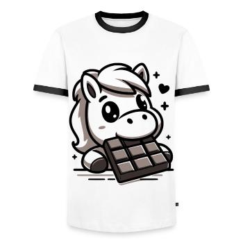 Cute horse and chocolate - Men's Ringer Shirt - white/black - Front - AI Model Female 172 light (172cm) & AI Model Male 178 dark (178cm)