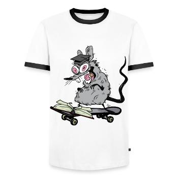 Rat, Érudit, Étudiant, Étudiant, Patineur, Patinage - T-shirt contrasté Homme - blanc/noir - Devant - AI Model Female 172 light (172cm) & AI Model Male 178 dark (178cm)