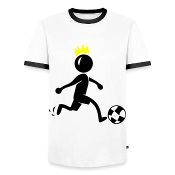Soccer Soccer Players - Men's Ringer Shirt - white/black - Front - AI Model Female 172 light (172cm) & AI Model Male 178 dark (178cm)