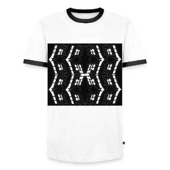 New Unique pattern - Men's Ringer Shirt - white/black - Front - AI Model Female 172 light (172cm) & AI Model Male 178 dark (178cm)