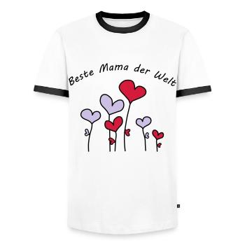 Beste Mama der Welt Herzblumen bunt Vektor - Männer Kontrast-T-Shirt - Weiß/Schwarz - Vorne - AI Model Female 172 light (172cm) & AI Model Male 178 dark (178cm)