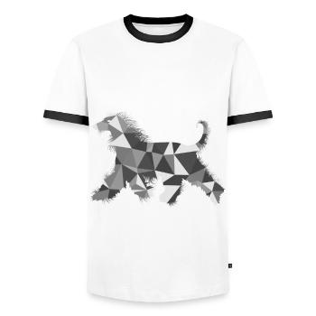 Lévrier afghan polygone - T-shirt contrasté Homme - blanc/noir - Devant - AI Model Female 172 light (172cm) & AI Model Male 178 dark (178cm)