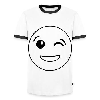 Emoji clin d’oeil croquis noir - T-shirt contrasté Homme - blanc/noir - Devant - AI Model Female 172 light (172cm) & AI Model Male 178 dark (178cm)