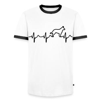 Heartbeat German Shepherd - Men's Ringer Shirt - white/black - Front - AI Model Female 172 light (172cm) & AI Model Male 178 dark (178cm)