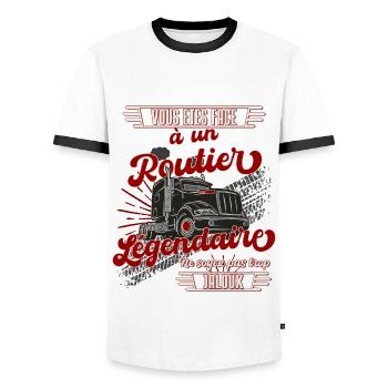 Routier légendaire cadeau chauffeur poids lourd - T-shirt contrasté Homme - blanc/noir - Devant - AI Model Female 172 light (172cm) & AI Model Male 178 dark (178cm)