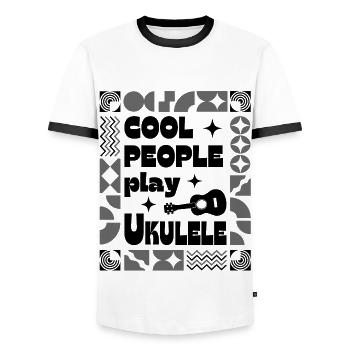 Cool people play Ukulele schwarz - Männer Kontrast-T-Shirt - Weiß/Schwarz - Vorne - AI Model Female 172 light (172cm) & AI Model Male 178 dark (178cm)