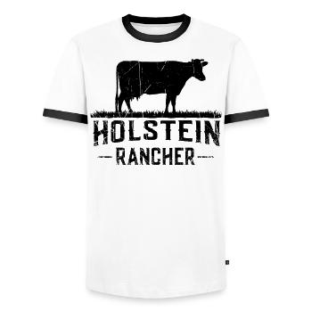 Holstein Rancher Holstein Kuh - Männer Kontrast-T-Shirt - Weiß/Schwarz - Vorne - AI Model Female 172 light (172cm) & AI Model Male 178 dark (178cm)