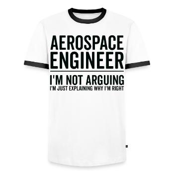 Juste expliquer - Ingénieur aérospatial - T-shirt contrasté Homme - blanc/noir - Devant - AI Model Female 172 light (172cm) & AI Model Male 178 dark (178cm)