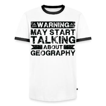 L’avertissement peut commencer à parler la géographie - T-shirt contrasté Homme - blanc/noir - Devant - AI Model Female 172 light (172cm) & AI Model Male 178 dark (178cm)