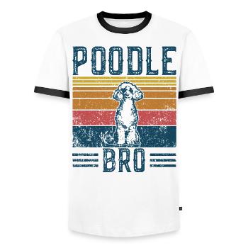 Hund Pudel Bro - Vintage Bro - Männer Kontrast-T-Shirt - Weiß/Schwarz - Vorne - AI Model Female 172 light (172cm) & AI Model Male 178 dark (178cm)