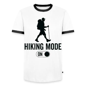 Wandermodus Ein - Wanderungen Wandern - Männer Kontrast-T-Shirt - Weiß/Schwarz - Vorne - AI Model Female 172 light (172cm) & AI Model Male 178 dark (178cm)
