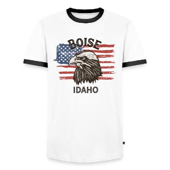 USA Flag Eagle Idaho Vintage Boise - T-shirt contrasté Homme - blanc/noir - Devant - AI Model Female 172 light (172cm) & AI Model Male 178 dark (178cm)