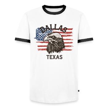 USA Flag Eagle Texas Vintage Dallas - Men's Ringer Shirt - white/black - Front - AI Model Female 172 light (172cm) & AI Model Male 178 dark (178cm)