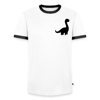 Badge - Mignon Dinosaure Brontosaurus - T-shirt contrasté Homme - blanc/noir - Devant - AI Model Female 172 light (172cm) & AI Model Male 178 dark (178cm)