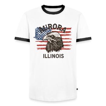 Drapeau des États-Unis Eagle Illinois Vintage Aurora - T-shirt contrasté Homme - blanc/noir - Devant - AI Model Female 172 light (172cm) & AI Model Male 178 dark (178cm)