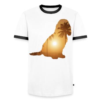 Summer Beach - Cocker Spaniel - Men's Ringer Shirt - white/black - Front - AI Model Female 172 light (172cm) & AI Model Male 178 dark (178cm)