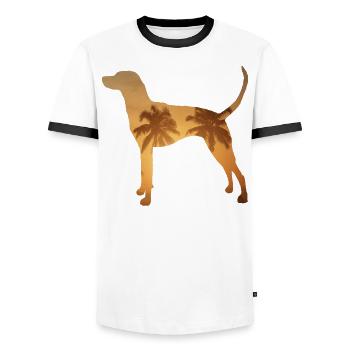 Summer beach - Redbone Coonhound - Men's Ringer Shirt - white/black - Front - AI Model Female 172 light (172cm) & AI Model Male 178 dark (178cm)