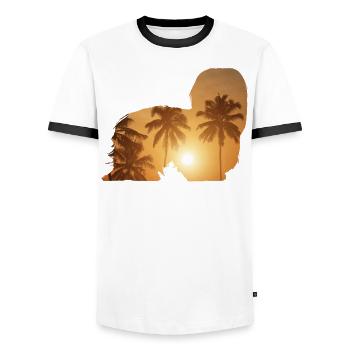 Sommerstrand - Shih Tzu - Männer Kontrast-T-Shirt - Weiß/Schwarz - Vorne - AI Model Female 172 light (172cm) & AI Model Male 178 dark (178cm)