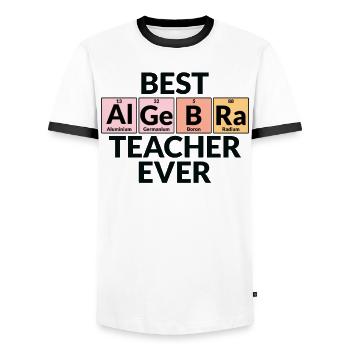 Best Algebra Teacher Ever - Men's Ringer Shirt - white/black - Front - AI Model Female 172 light (172cm) & AI Model Male 178 dark (178cm)