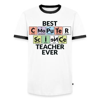 Best Computer Science Teacher Ever - Men's Ringer Shirt - white/black - Front - AI Model Female 172 light (172cm) & AI Model Male 178 dark (178cm)