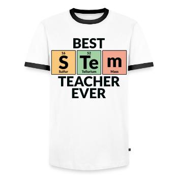 Meilleur professeur de STIM de tous les temps - T-shirt contrasté Homme - blanc/noir - Devant - AI Model Female 172 light (172cm) & AI Model Male 178 dark (178cm)