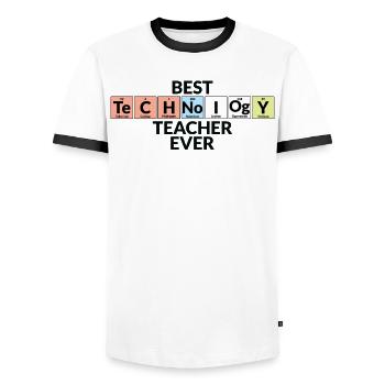 Meilleur professeur de technologie de tous les temps - T-shirt contrasté Homme - blanc/noir - Devant - AI Model Female 172 light (172cm) & AI Model Male 178 dark (178cm)