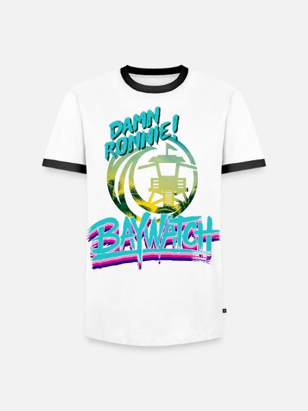 Baywatch Damn Ronnie! - Männer Kontrast-T-Shirt - Weiß/Schwarz