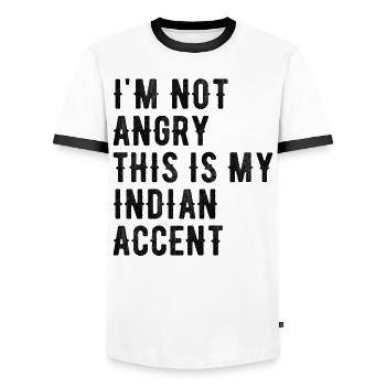 Je ne suis pas en colère contre mon accent indien - T-shirt contrasté Homme - blanc/noir - Devant - AI Model Female 172 light (172cm) & AI Model Male 178 dark (178cm)
