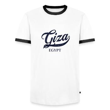 Retro Egypt City - Vintage Giza - Men's Ringer Shirt - white/black - Front - AI Model Female 172 light (172cm) & AI Model Male 178 dark (178cm)