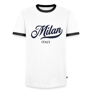 Retro Italie City - Vintage Milan - T-shirt contrasté Homme - blanc/noir - Devant - AI Model Female 172 light (172cm) & AI Model Male 178 dark (178cm)