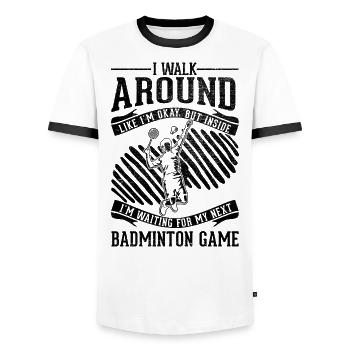 Ich Gehe Herum Okay - Badminton - Männer Kontrast-T-Shirt - Weiß/Schwarz - Vorne - AI Model Female 172 light (172cm) & AI Model Male 178 dark (178cm)