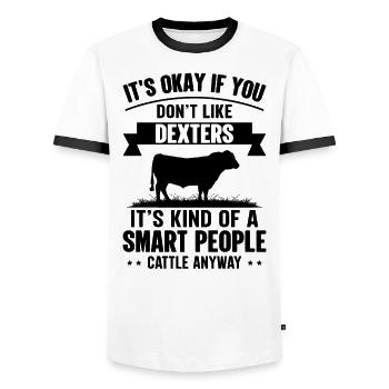 Personnes intelligentes - Cow Dexters - T-shirt contrasté Homme - blanc/noir - Devant - AI Model Female 172 light (172cm) & AI Model Male 178 dark (178cm)