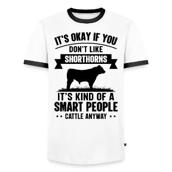 Personnes intelligentes - Cow Shorthorns - T-shirt contrasté Homme - blanc/noir - Devant - AI Model Female 172 light (172cm) & AI Model Male 178 dark (178cm)
