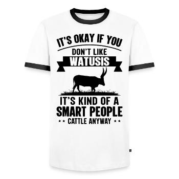 Personnes intelligentes - Cow Watusis - T-shirt contrasté Homme - blanc/noir - Devant - AI Model Female 172 light (172cm) & AI Model Male 178 dark (178cm)