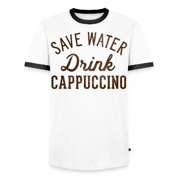 Économisez de l’eau boire du cappuccino - T-shirt contrasté Homme - blanc/noir - Devant - AI Model Female 172 light (172cm) & AI Model Male 178 dark (178cm)