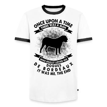 Once Upon a Time - Hundegelte De Bordeaux - Men's Ringer Shirt - white/black - Front - AI Model Female 172 light (172cm) & AI Model Male 178 dark (178cm)