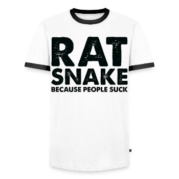 Les gens sucent les serpents-rats - T-shirt contrasté Homme - blanc/noir - Devant - AI Model Female 172 light (172cm) & AI Model Male 178 dark (178cm)