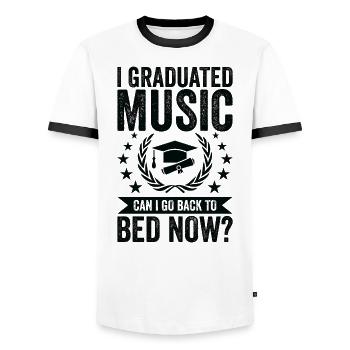 J’ai terminé la musique - T-shirt contrasté Homme - blanc/noir - Devant - AI Model Female 172 light (172cm) & AI Model Male 178 dark (178cm)