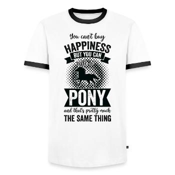 Riding - Pony Horse - Men's Ringer Shirt - white/black - Front - AI Model Female 172 light (172cm) & AI Model Male 178 dark (178cm)