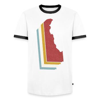 USA State - Vintage Map Delaware - Männer Kontrast-T-Shirt - Weiß/Schwarz - Vorne - AI Model Female 172 light (172cm) & AI Model Male 178 dark (178cm)