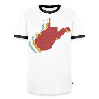 USA State - Vintage Map West Virginia - Männer Kontrast-T-Shirt - Weiß/Schwarz - Vorne - AI Model Female 172 light (172cm) & AI Model Male 178 dark (178cm)