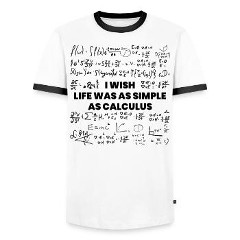 Wish Life Would Be Simple As Calculus - Men's Ringer Shirt - white/black - Front - AI Model Female 172 light (172cm) & AI Model Male 178 dark (178cm)